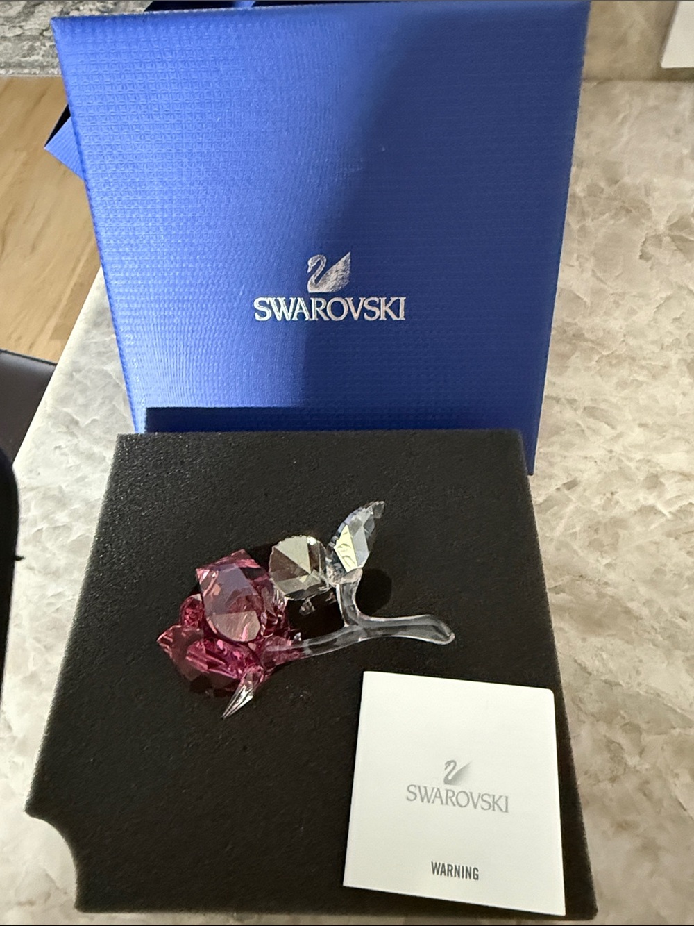 Swarovski Blossoming Rose with Clear Stem